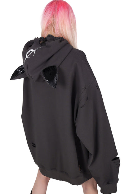 Cat Ear Ripped Hooded Hoodie