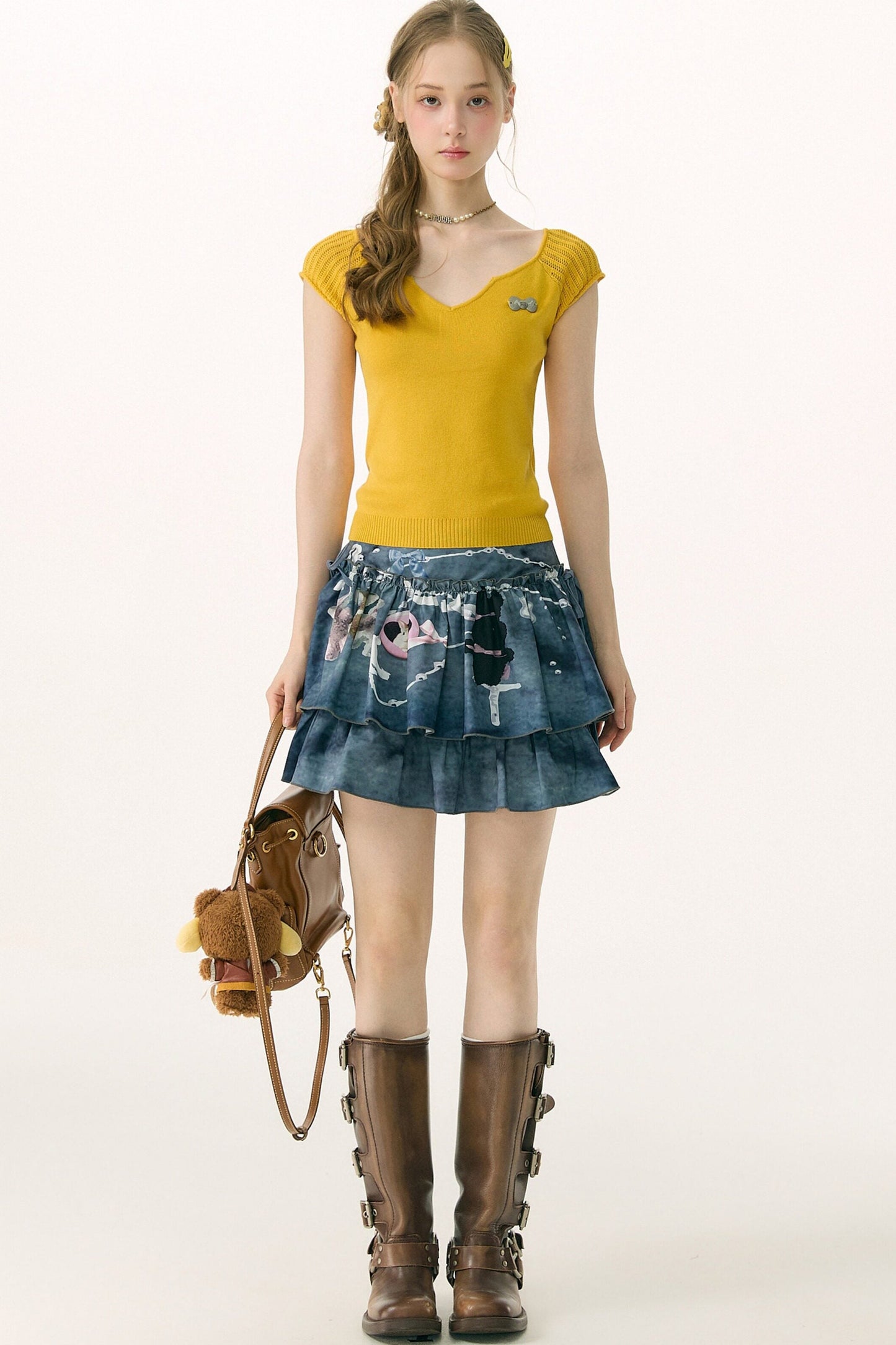 Misty Gray High-Waisted Skirt