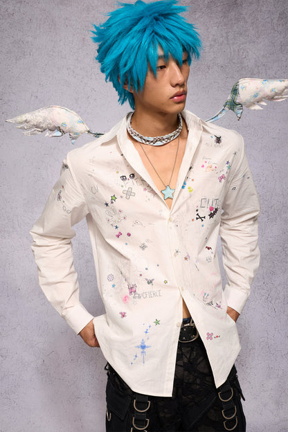 Plaid Floral Print Angel Collar