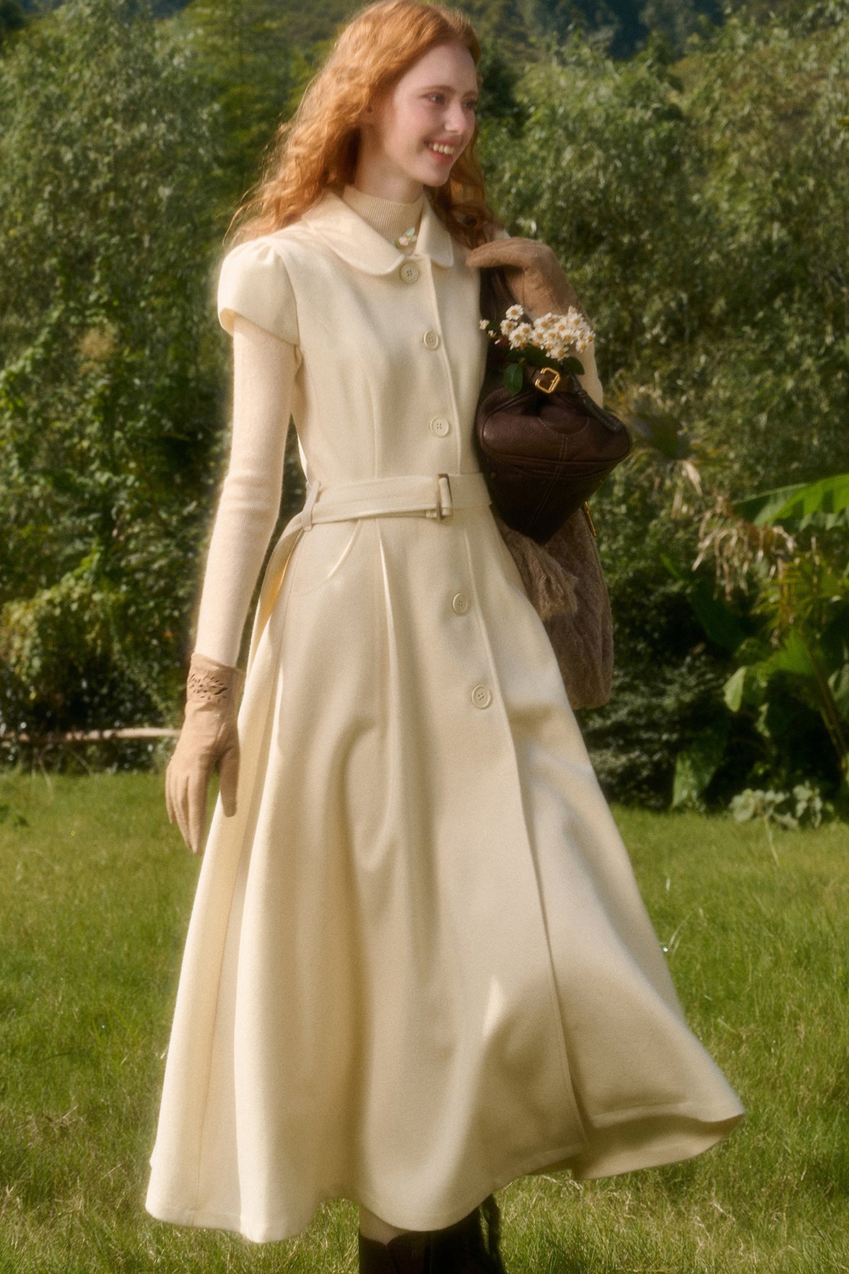 Retro-Wollkleid mit Bubikragen