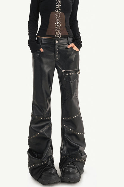 Studded Micro Flared Knife Leg Pants