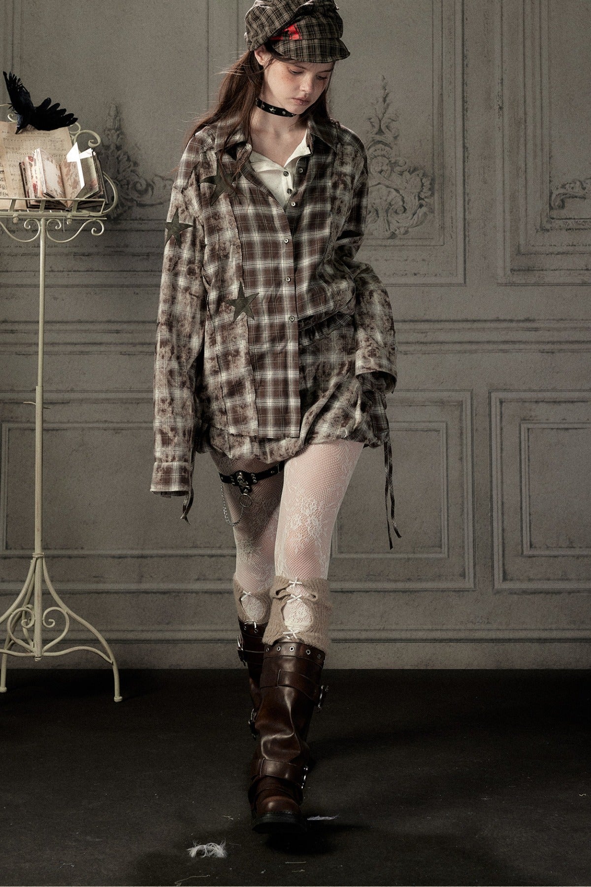 Coffee-Colored Plaid Shirt