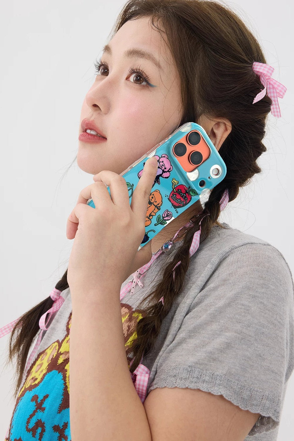 Coque de téléphone à motif ours bleu de dessin animé