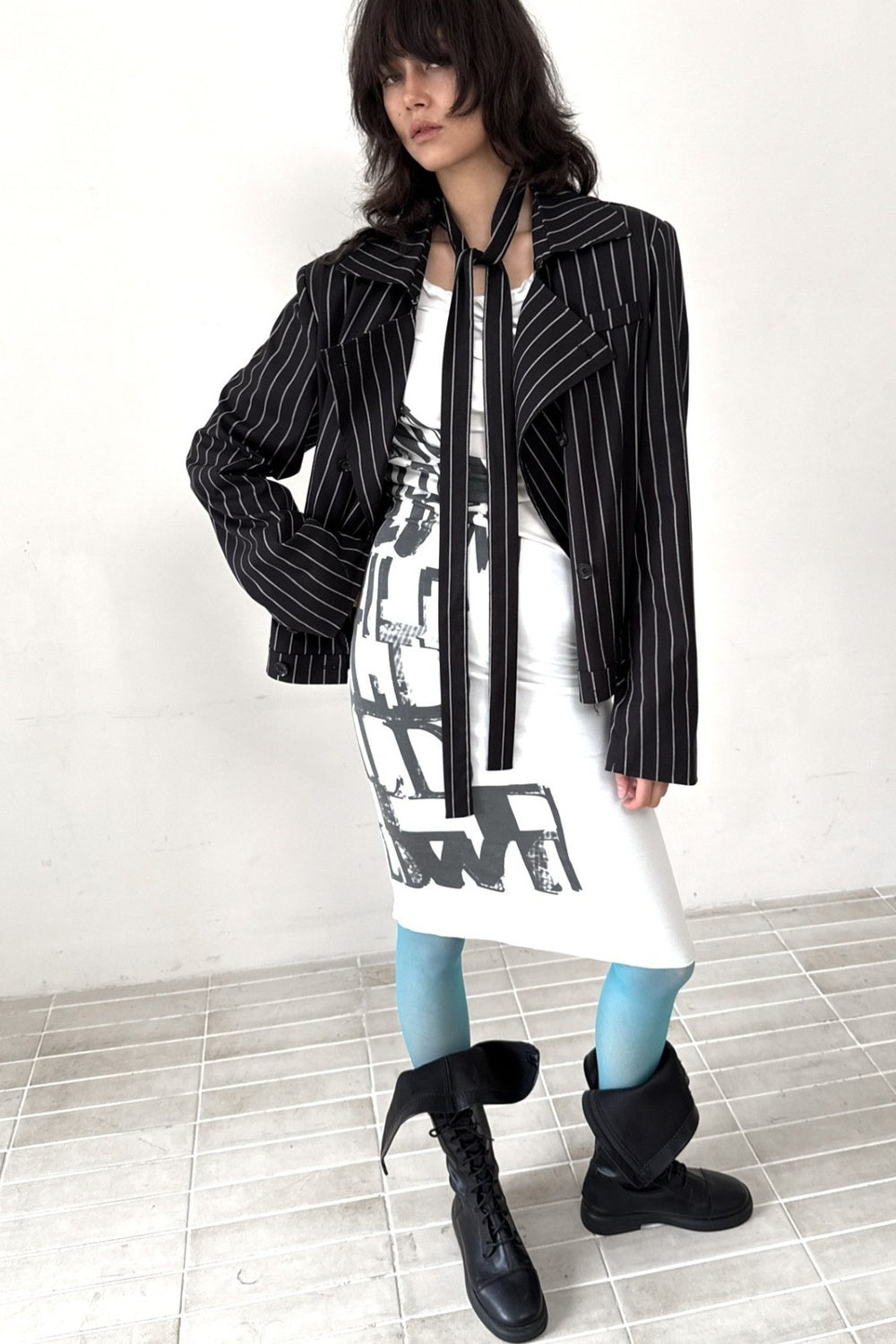 Punk Lace-Up Striped Blazer