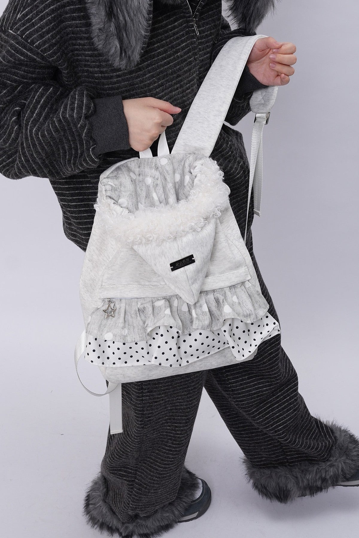 Furry Pleated Ballet Backpack