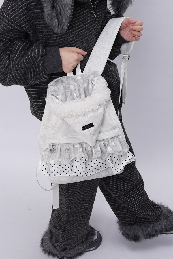 Furry Pleated Ballet Backpack