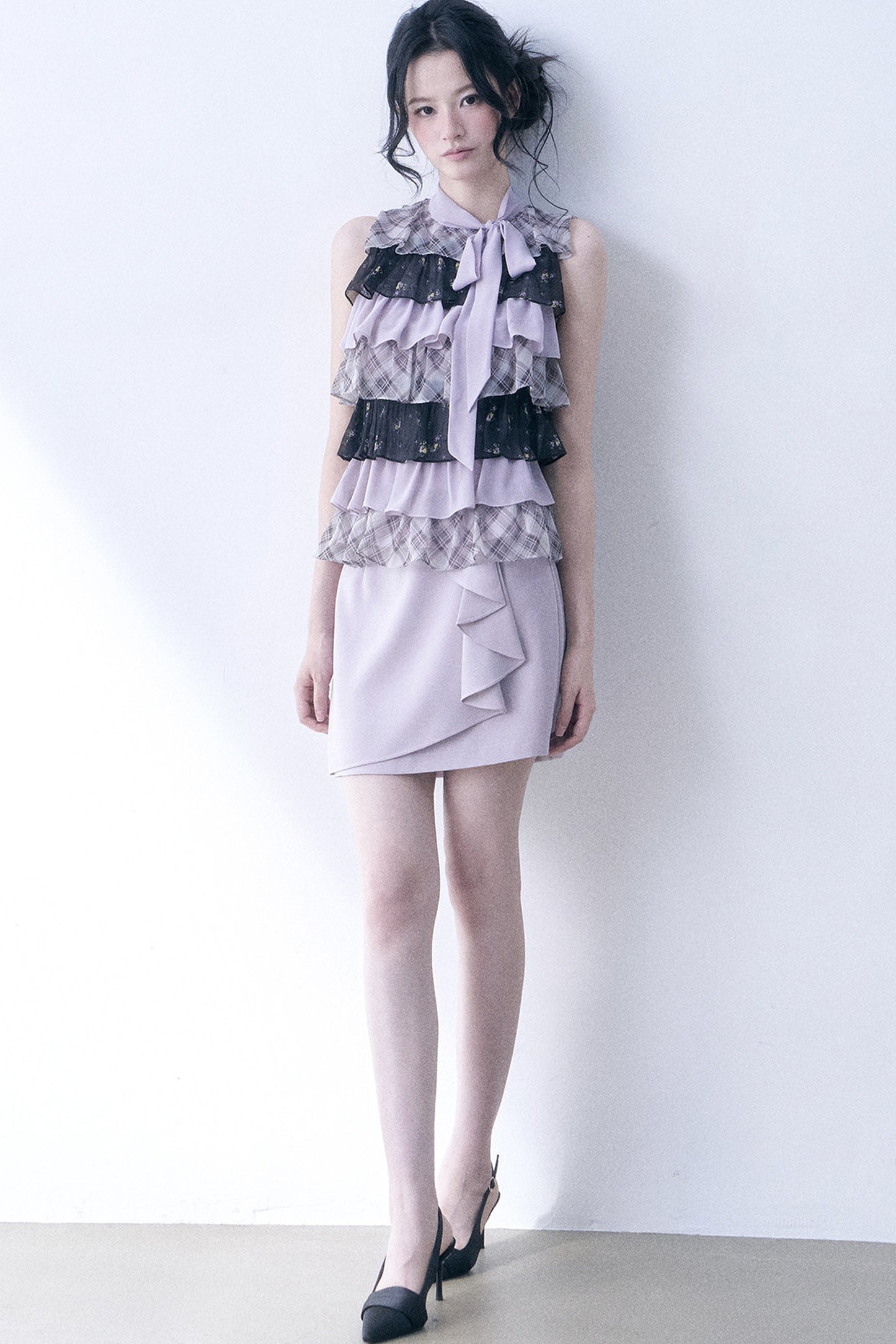 Chiffon Plaid Floral Top