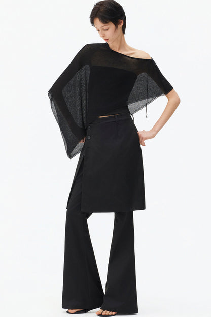 Irregular Linen Asymmetrical Cape Set-Up