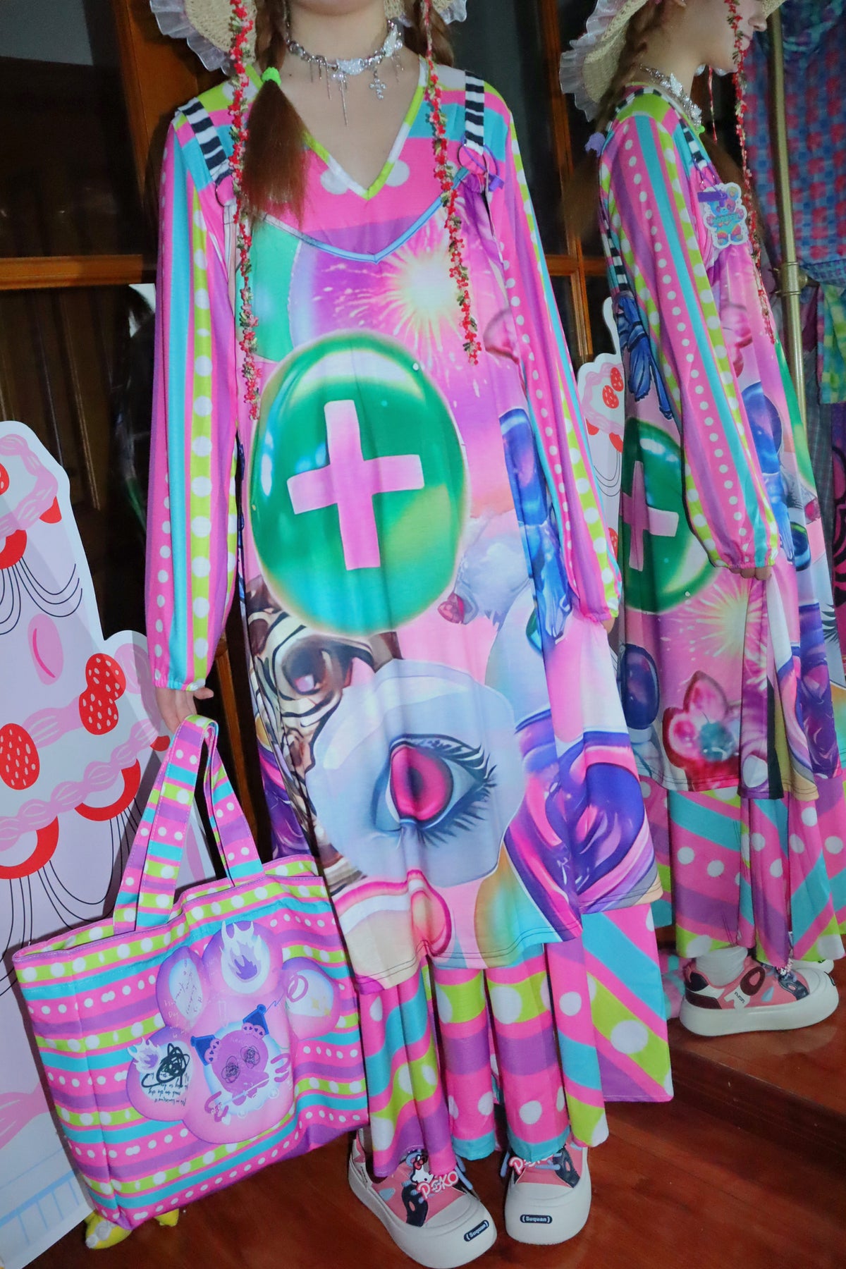 Subculture Printed Suspender Dress