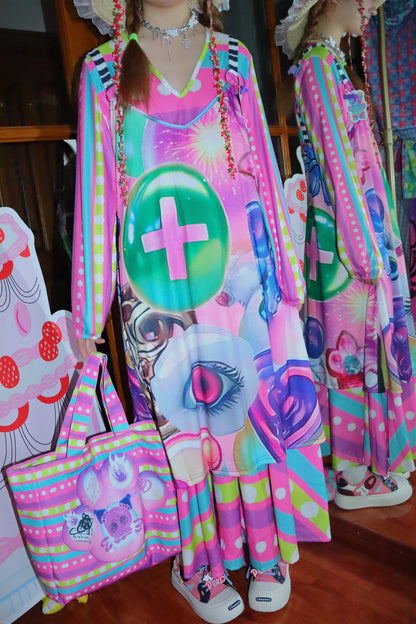 Subculture Printed Suspender Dress
