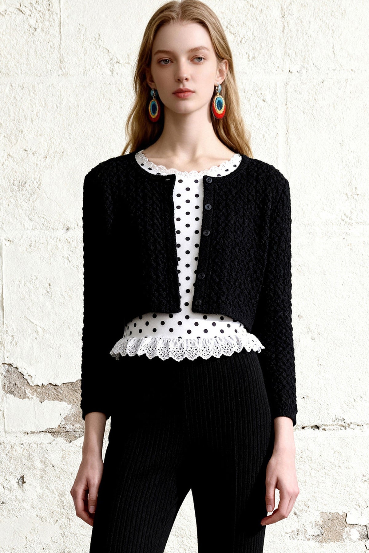 Knit Cardigan and Flared Pants Set