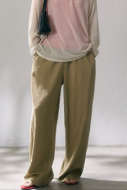 Linen Blend Air Wide-Leg Trousers
