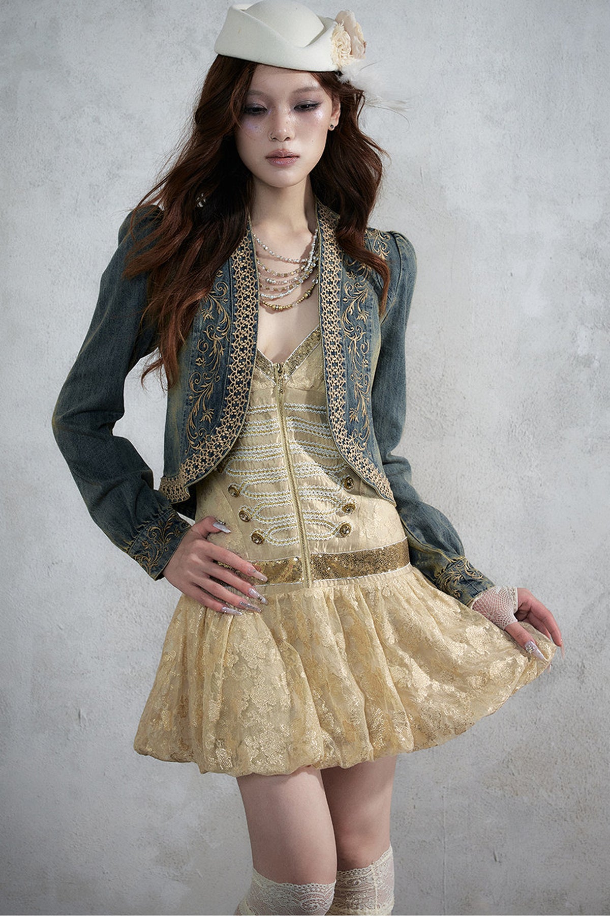 Distressed Embroidered Denim Jacket