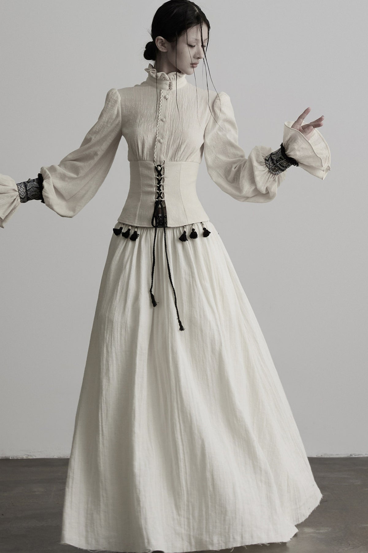 Heavy-Duty Ruffle Sleeve Tie Waist Shirt