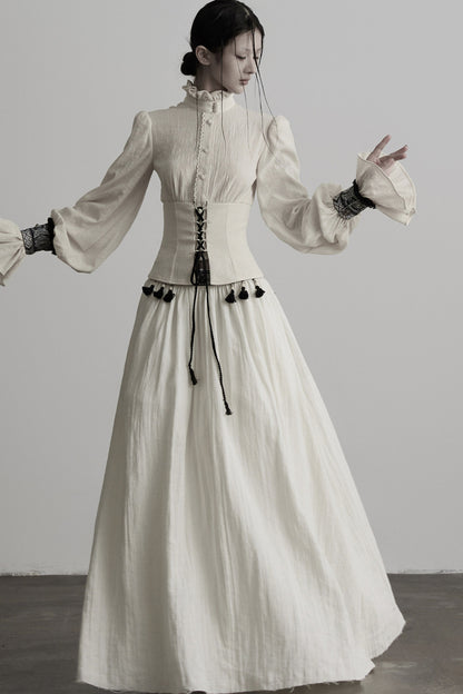 Heavy-Duty Ruffle Sleeve Tie Waist Shirt