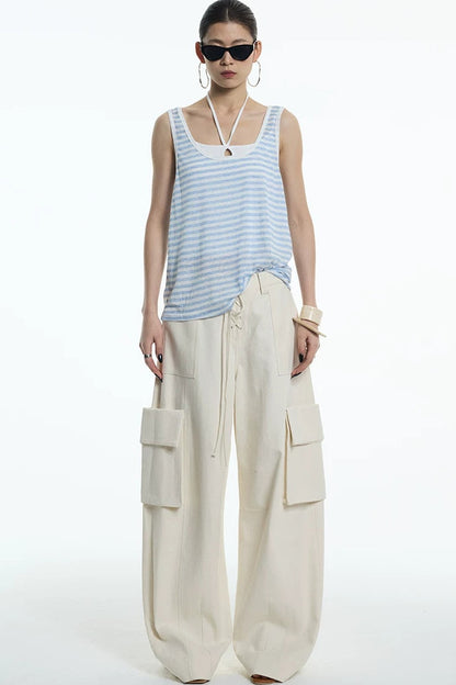 Oatmeal Curved Blade Cargo Pants