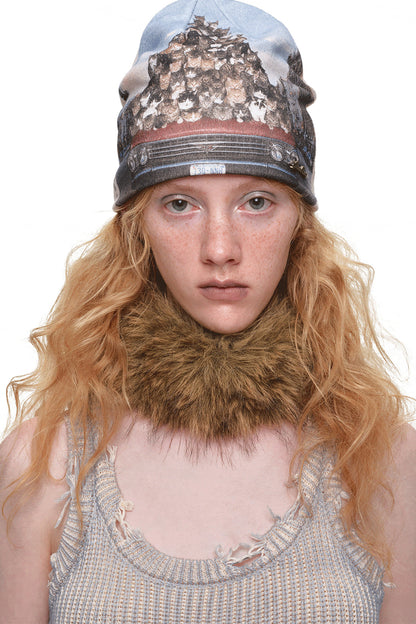 Cat Print Double-Sided Knitted Beanie Hat