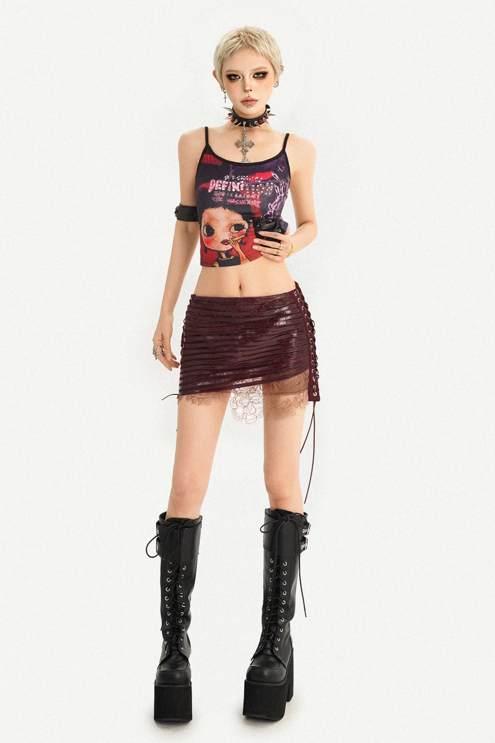 Gothic Lace Pleated Skirt