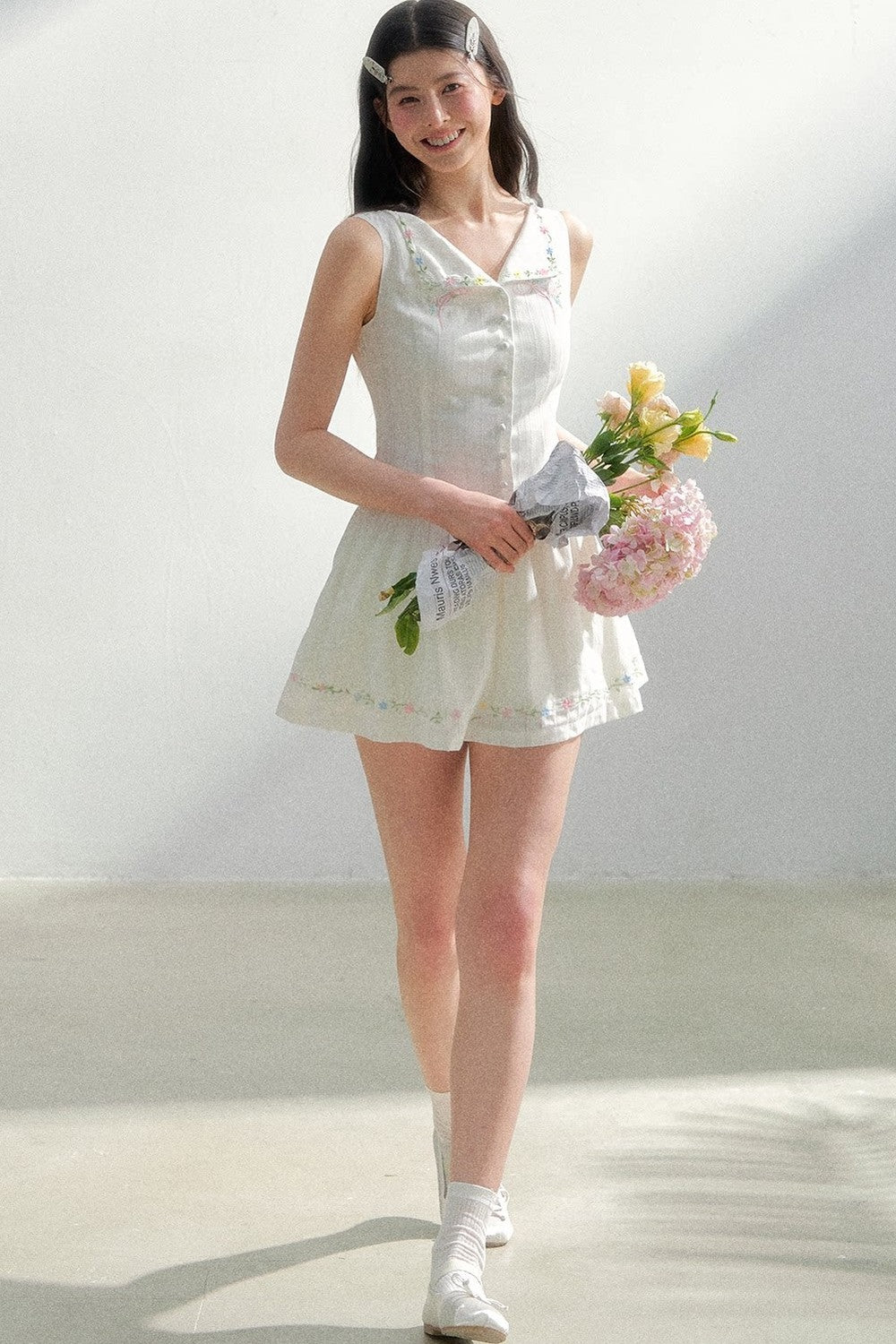 White Embroidered Summer Dress