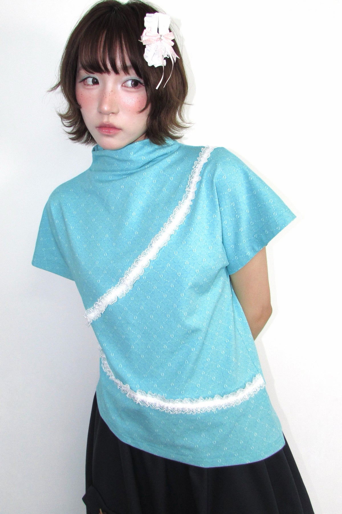 Mint Green Jacquard Lace T-shirt