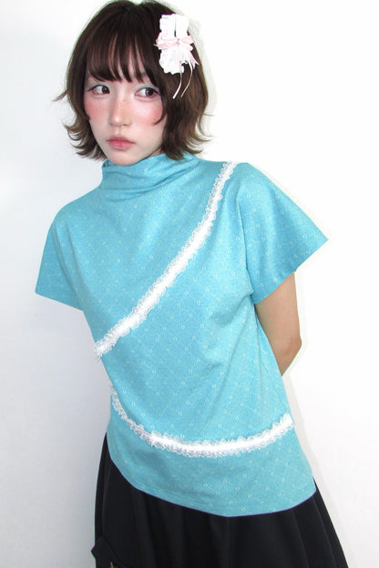 Mint Green Jacquard Lace T-shirt