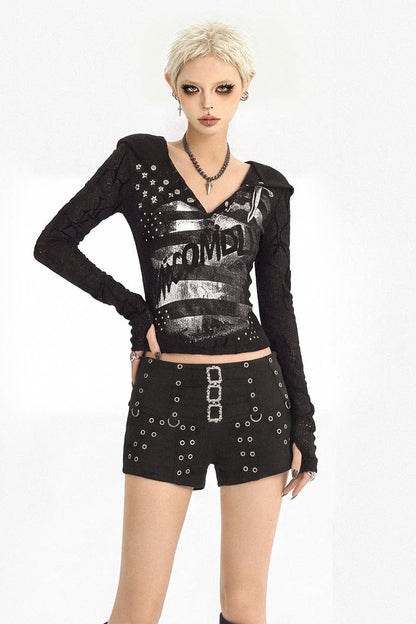 Punk Style Studded Shorts