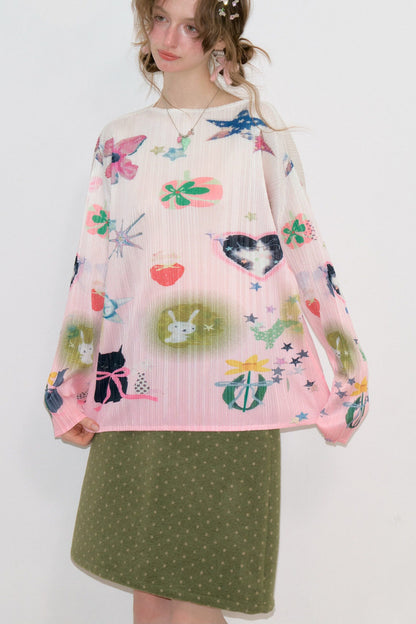 Pink Playful Print Long Sleeve T-Shirt