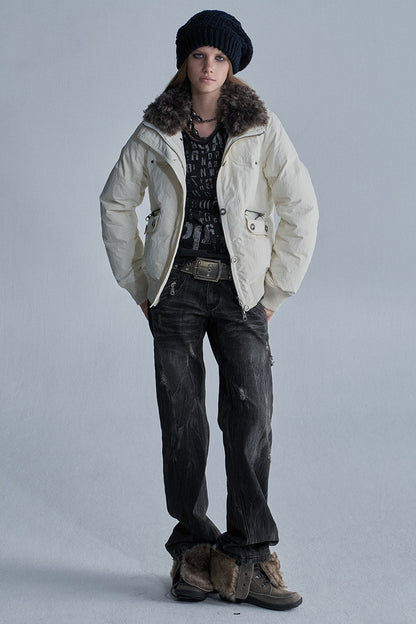 Distressed Low-Rise Denim Jeans