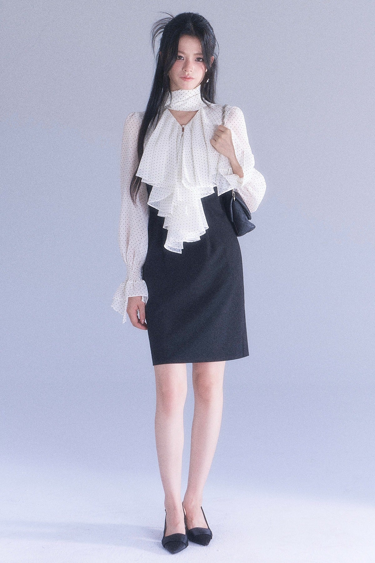 Polka High-Waisted Fishtail Dress