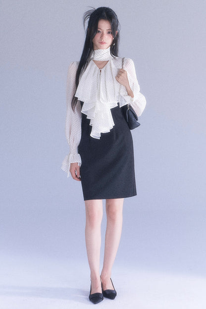 Polka High-Waisted Fishtail Dress