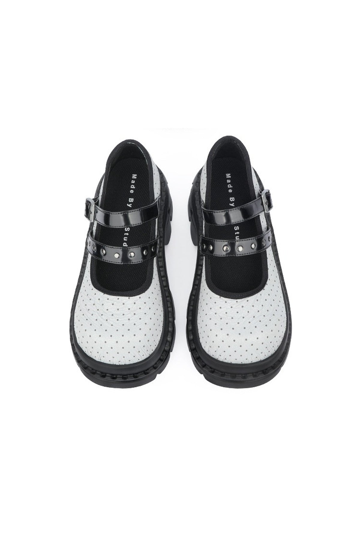 Polka Dot Textured Mary Jane Platform Shoes