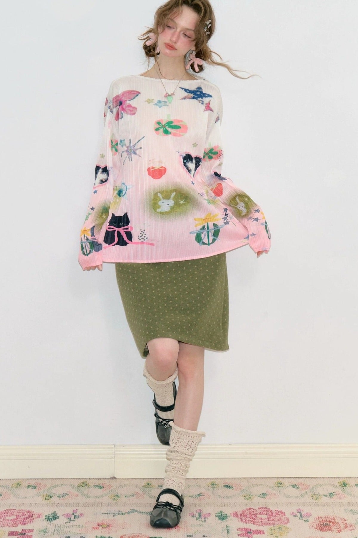 Green Polka Dot Bodycon Skirt