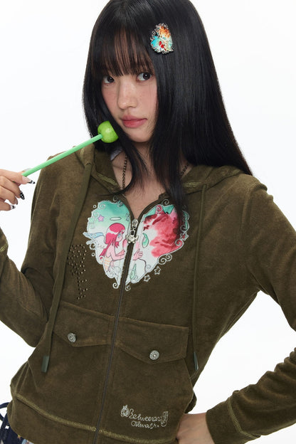 Vintage Green Swirl Heart Jacket