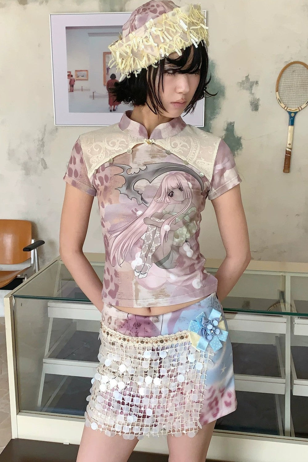 Lace Patchwork Cheongsam Top