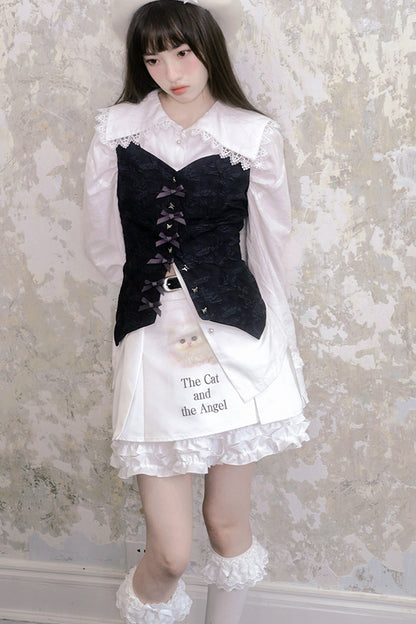 Butterfly Buckle Jacquard Cotton Vest