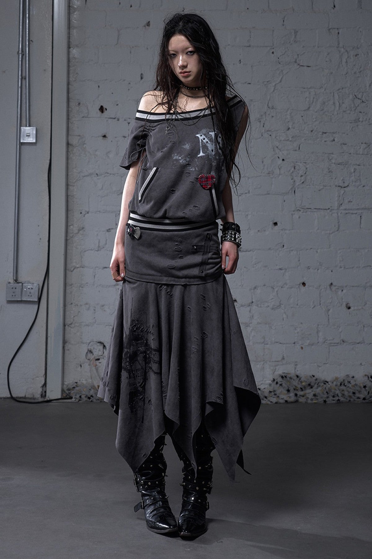 Distressed Punk Sleeveless Dress