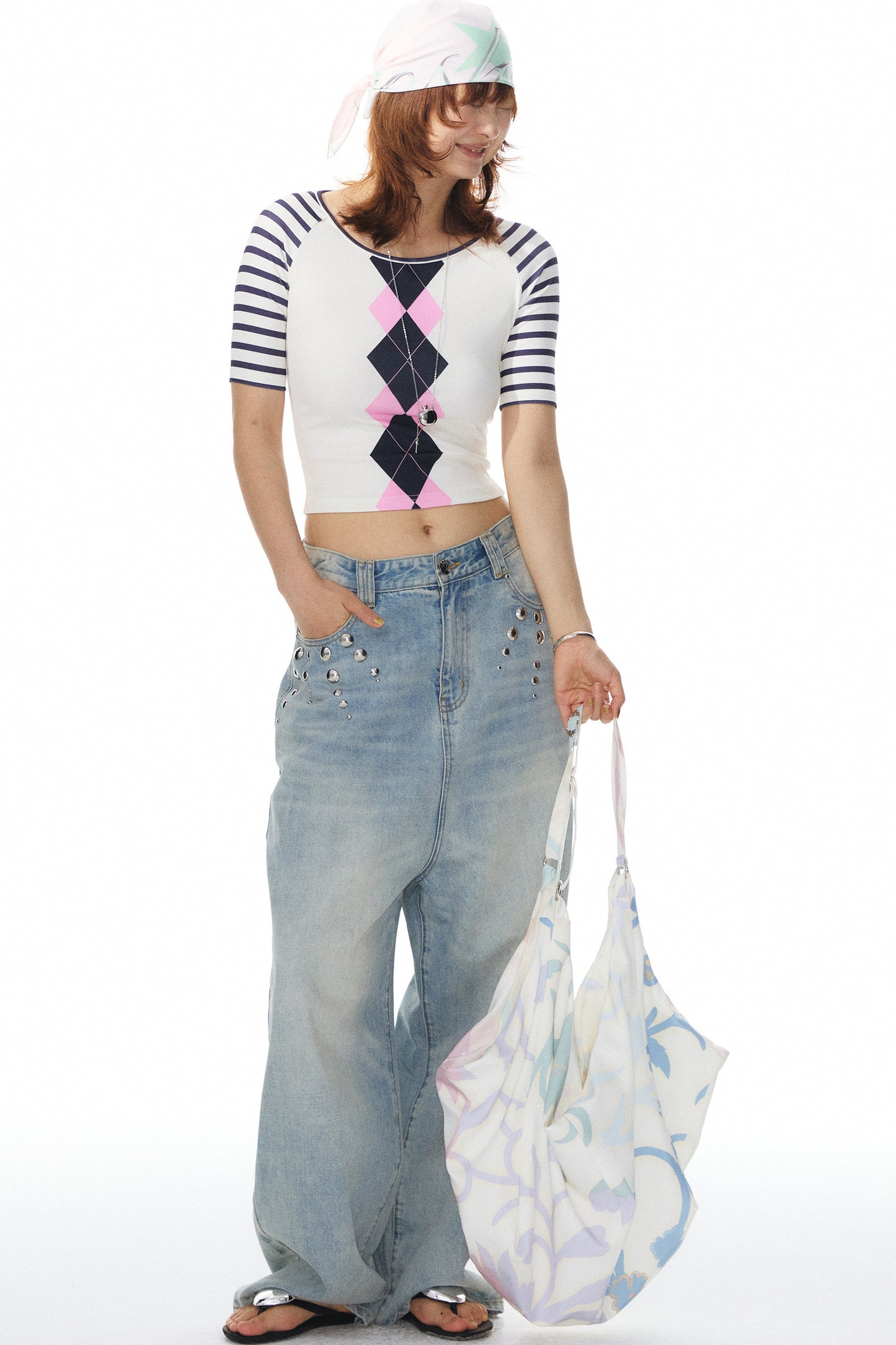 Printed Knit Raglan Top