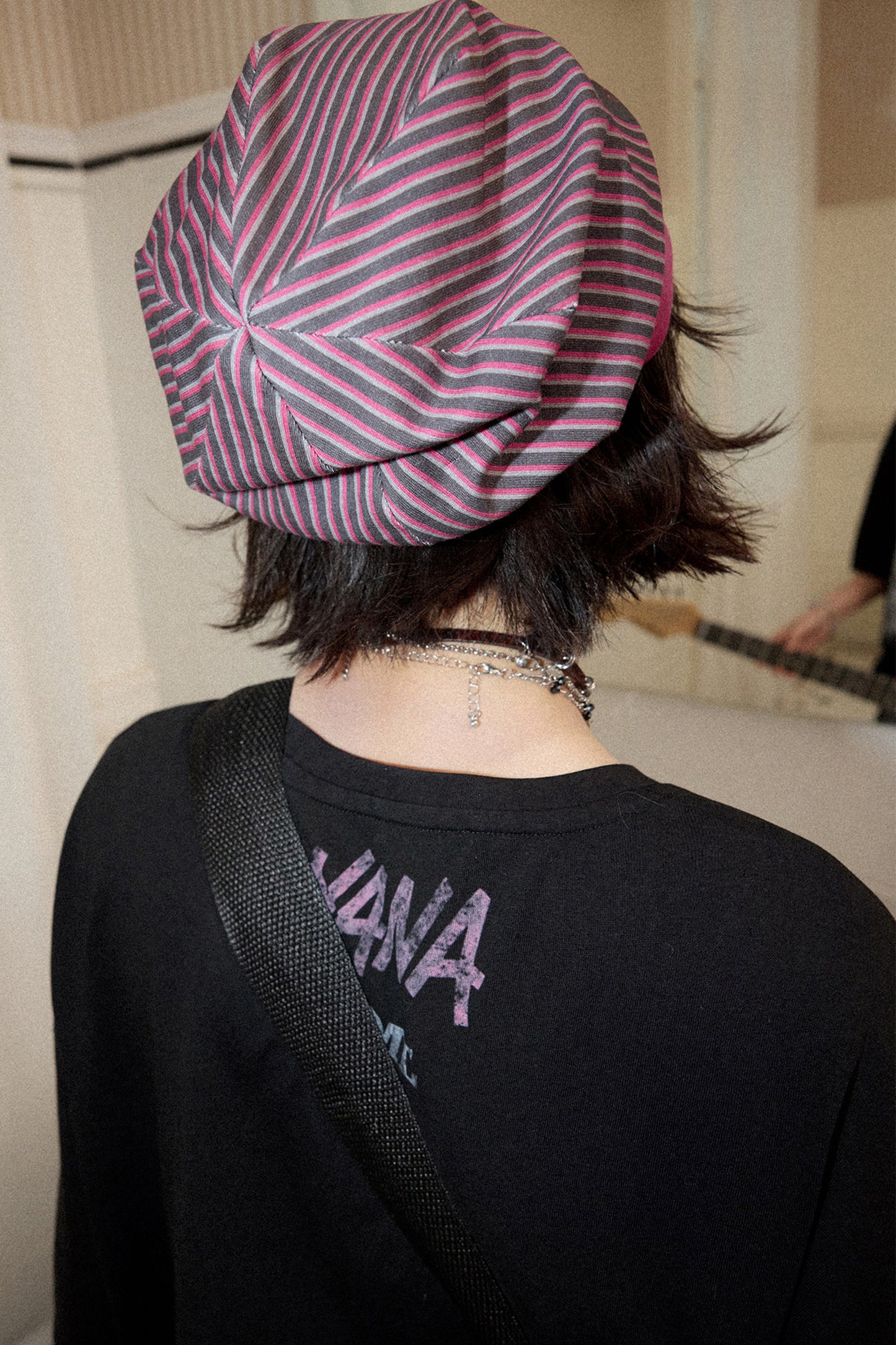 Color-Blocked Pinstripe Beanie Cap