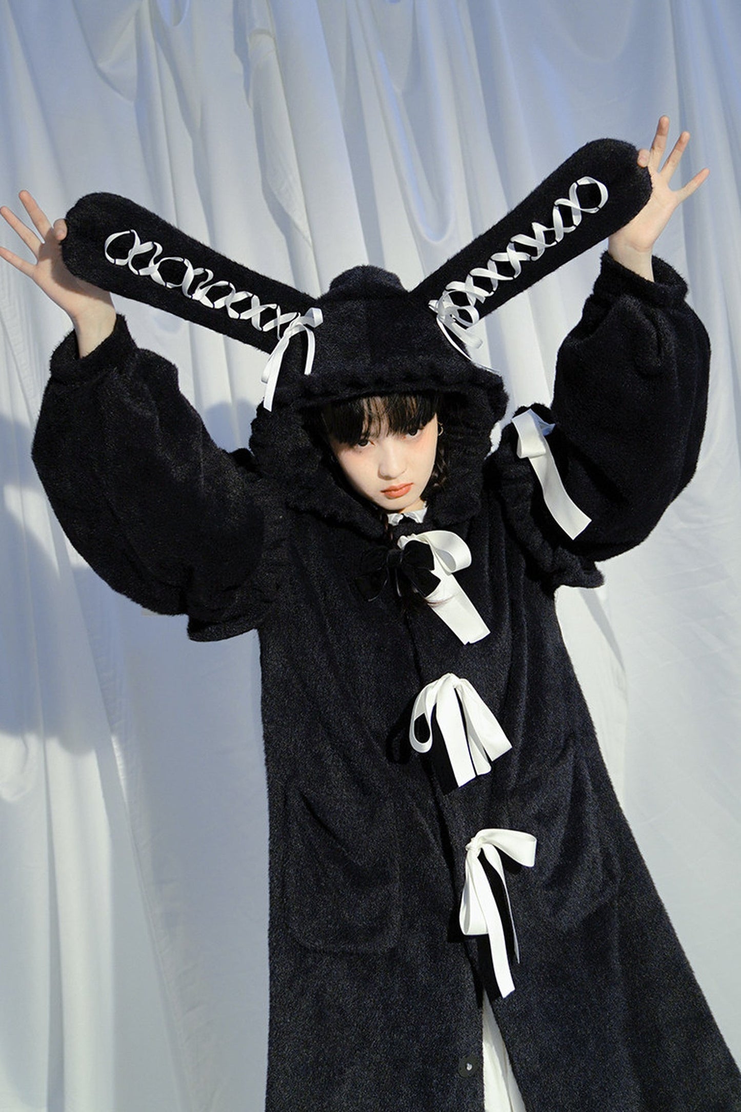 Bunny Ear Fluffy Bow Coat