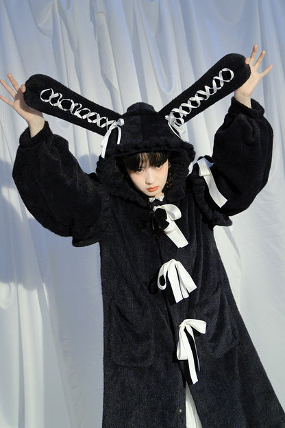 Bunny Ear Fluffy Bow Coat