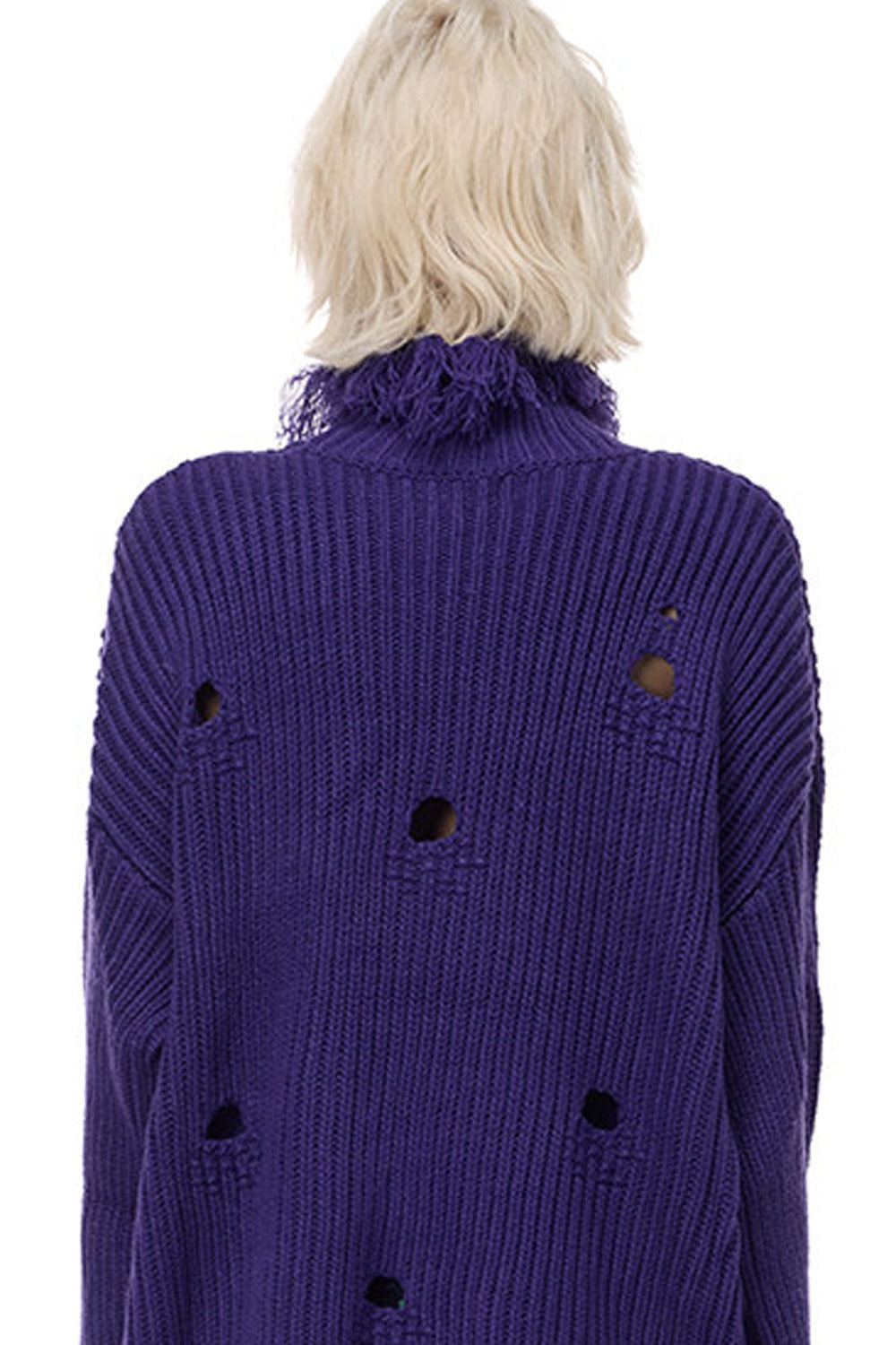Tassel Turtleneck Ripped Oversized Sweater