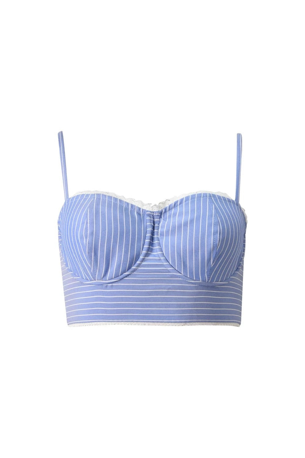 Nautical Blue White Lace Top