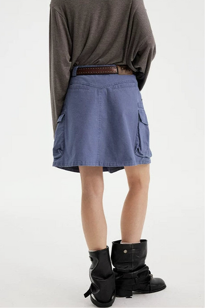 Washed Coffee Cargo A-Line Skirt