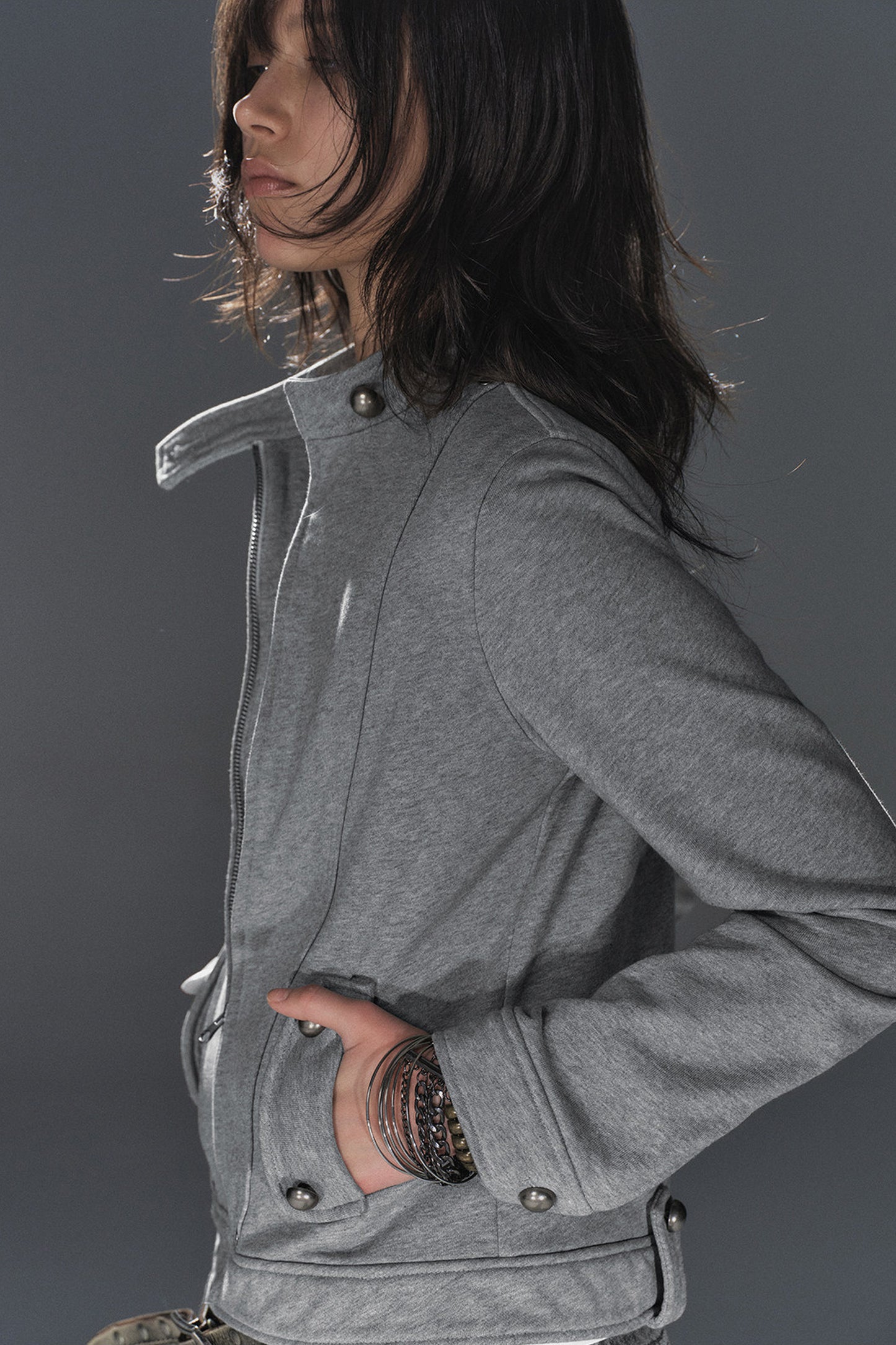Punk Gray Zipper Jacket