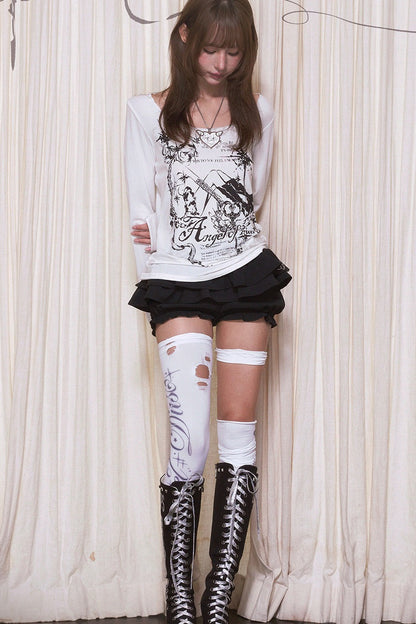 Angel Banquet Broken Angel Print Drop Shoulder T-shirt
