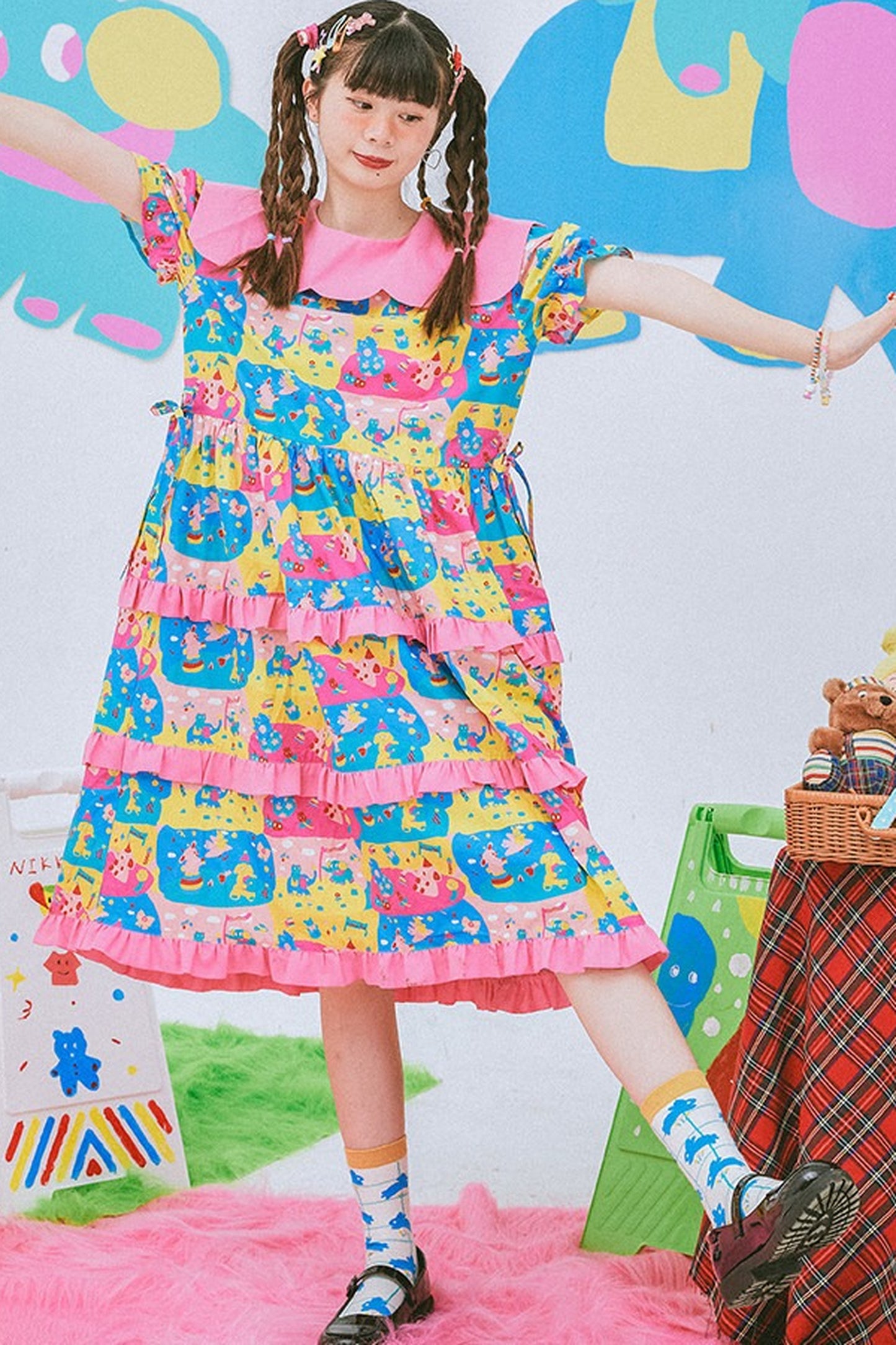 Fun Printed Lace Cake Dress