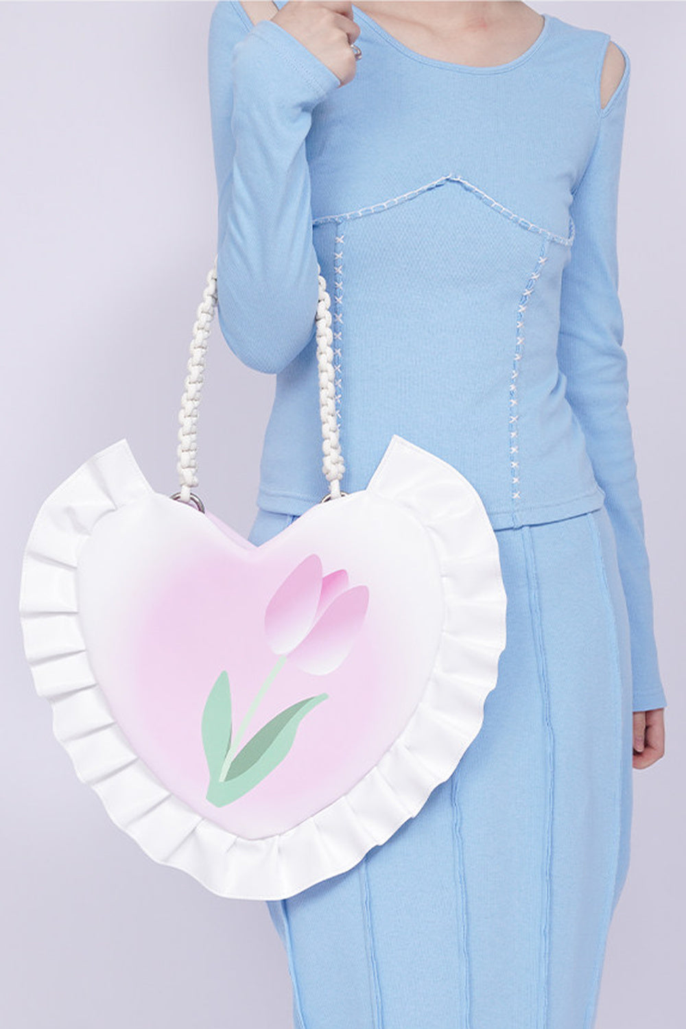 Tulip Heart Woven Crossbody Bag