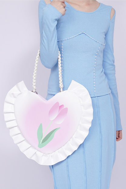 Tulip Heart Woven Crossbody Bag