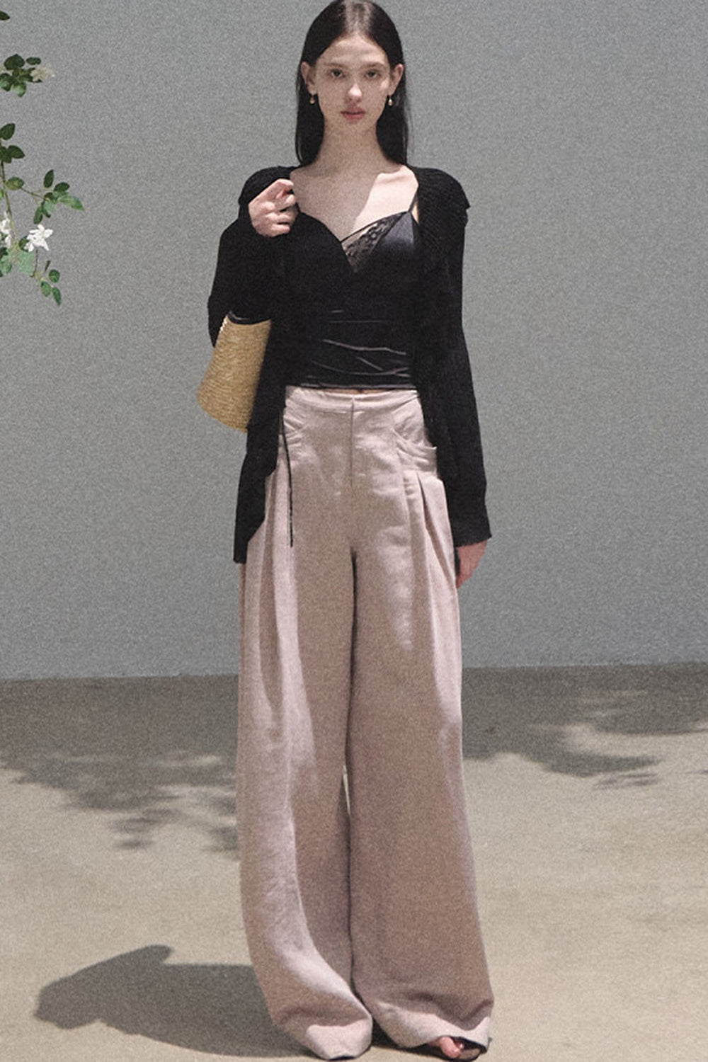 Shimmer V-Neck Long-Sleeve Cardigan Top