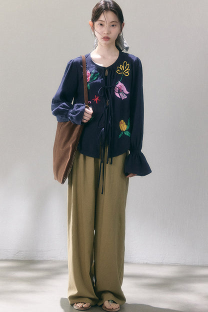 Linen Blend Air Wide-Leg Trousers